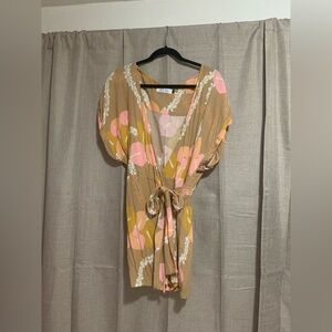 Fighting Eel |Ava Sky Romper Maji in Mocha Woven Lei Size Small